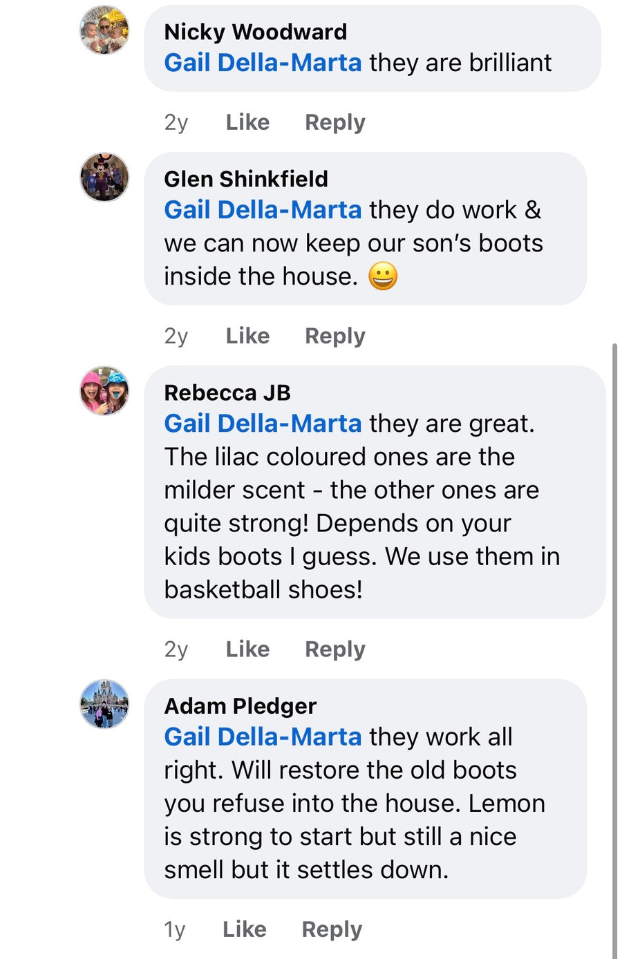 Customer comment screenshot